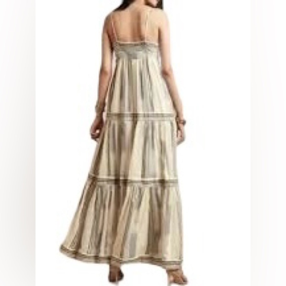 NWT Banana Republic Zephyr Cotton Metalli Stripe Cami Maxi Dress, Size S Tall - Picture 2 of 7